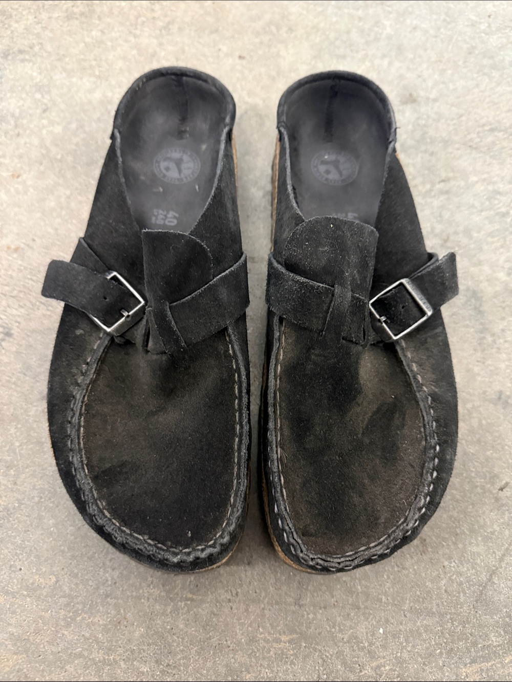 Birkenstock Women's Black Suede Slip-On Mule with Buckle